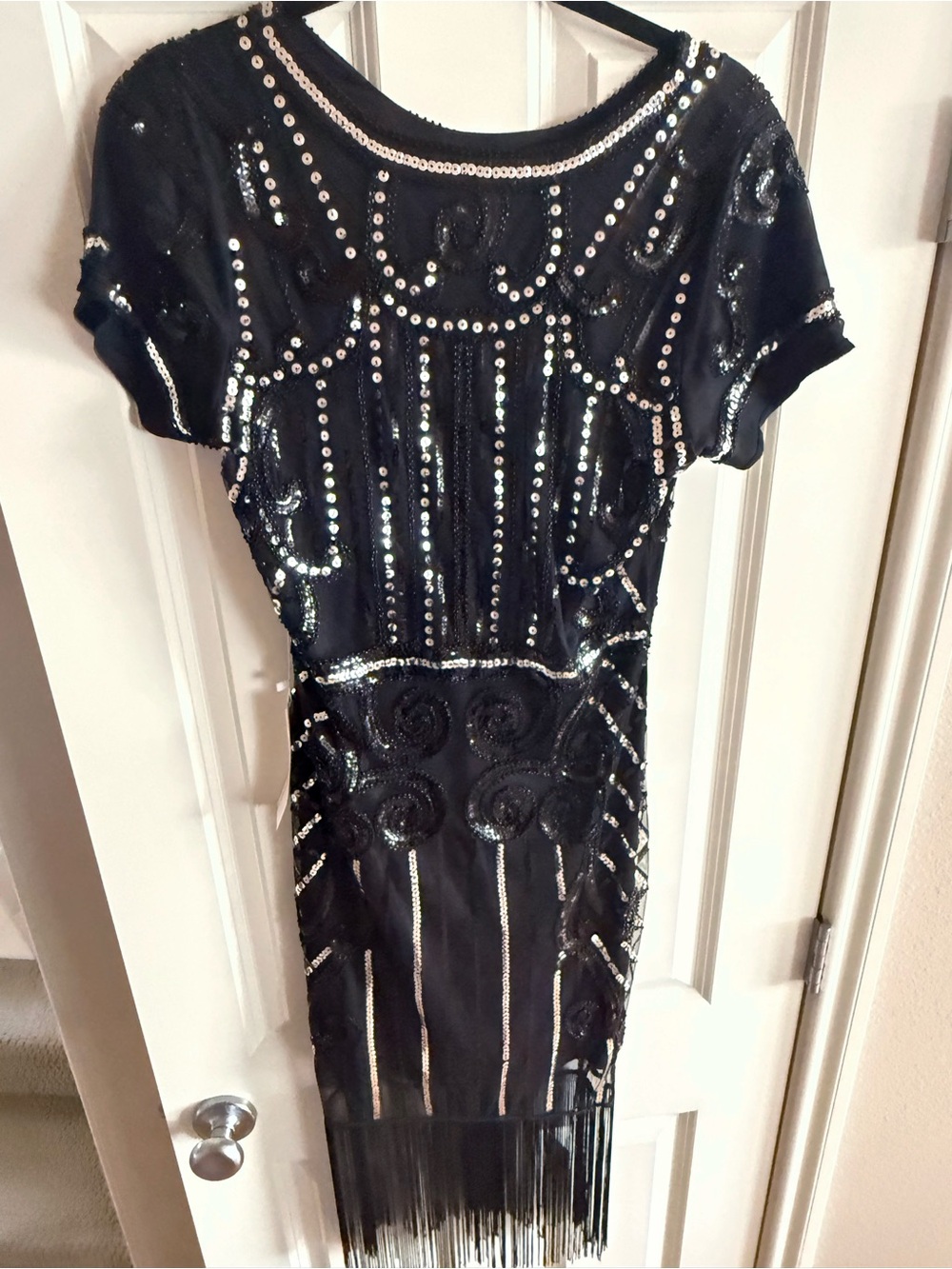 1920s Flapper Sequin & Fringe Dress - L
